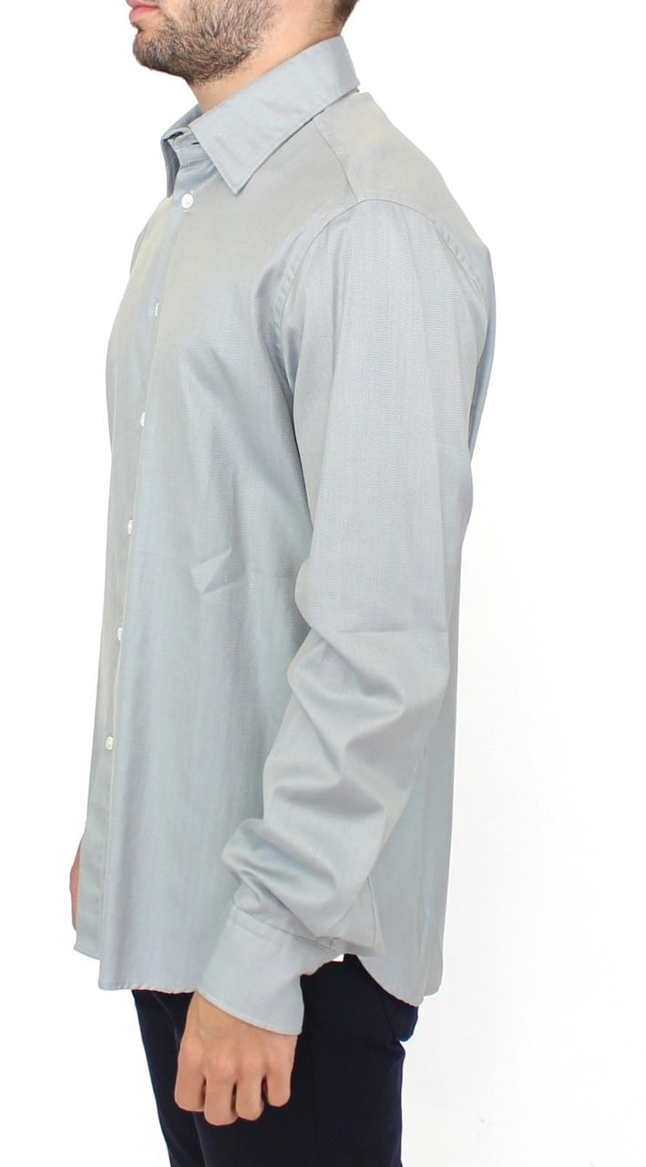 Ermanno Scervino Gray Cotton Long Sleeve Casual Shirt Top Grijs