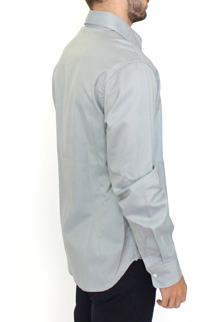 Ermanno Scervino Gray Cotton Long Sleeve Casual Shirt Top Grijs