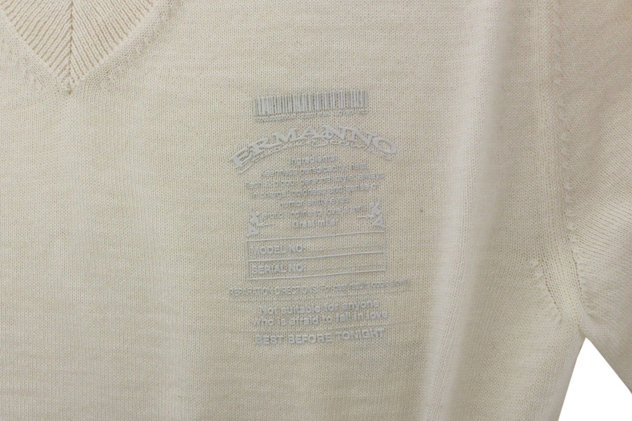 Ermanno Scervino Off White Wool Blend V-neck Pullover Sweater Wit
