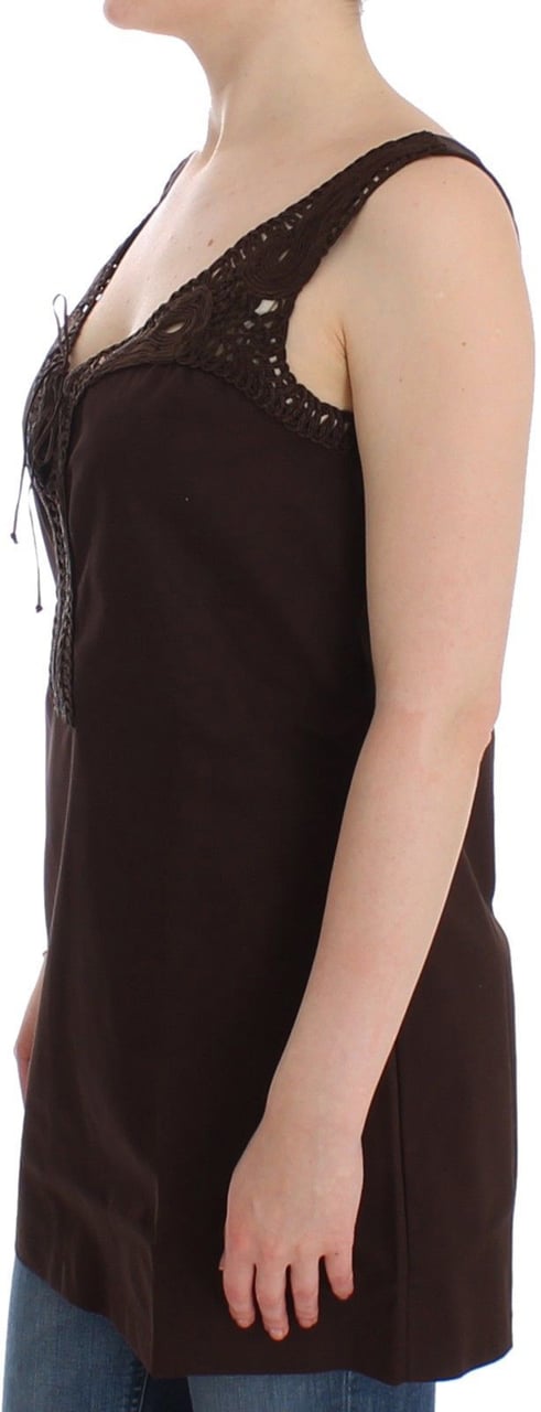 Ermanno Scervino Beachwear Brown Cotton Stretch Tunic Dress Bruin