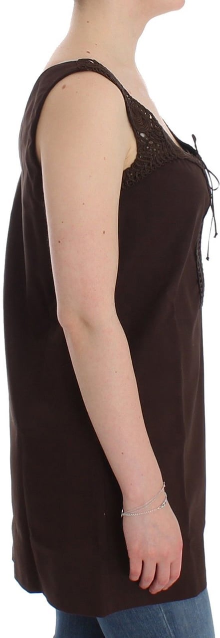 Ermanno Scervino Beachwear Brown Cotton Stretch Tunic Dress Bruin