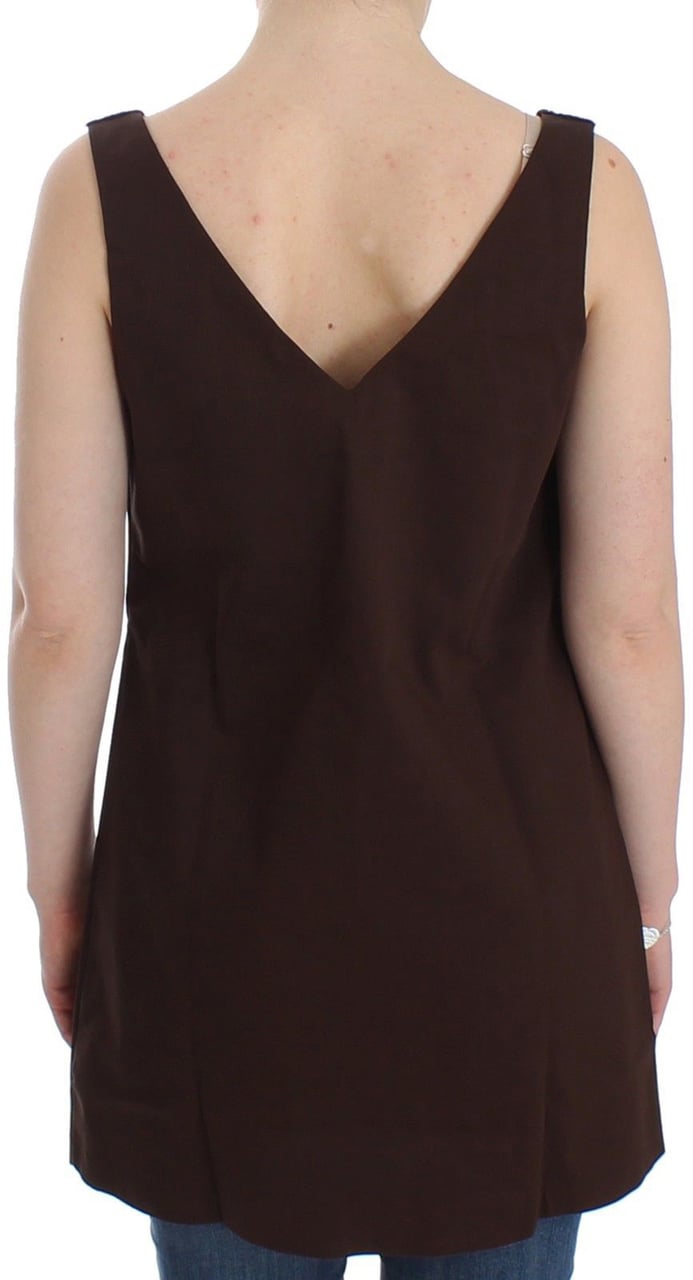 Ermanno Scervino Beachwear Brown Cotton Stretch Tunic Dress Bruin