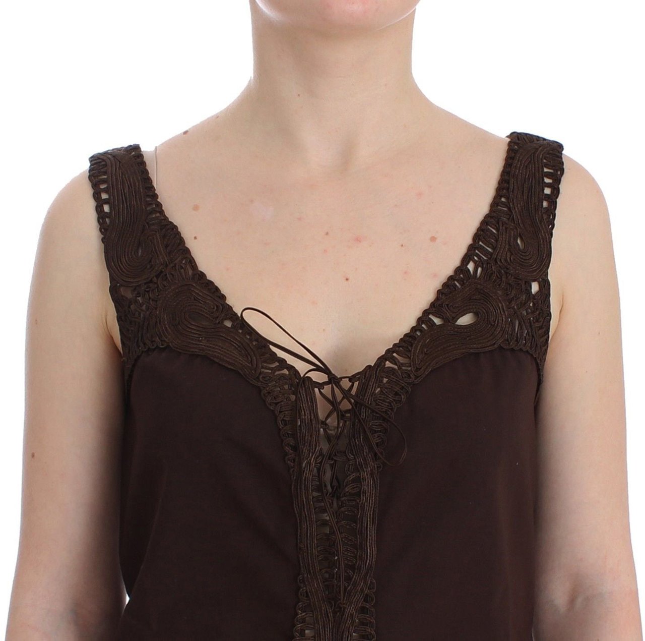 Ermanno Scervino Beachwear Brown Cotton Stretch Tunic Dress Bruin