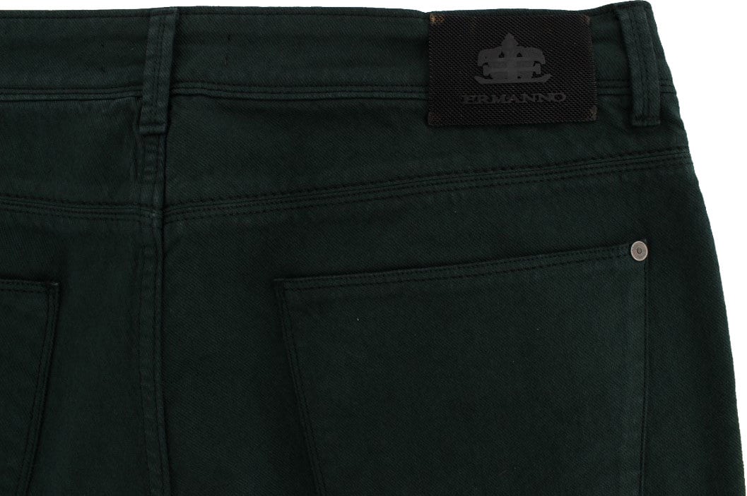Ermanno Scervino Green Cotton Denim Stretch Straight Fit Jeans Groen