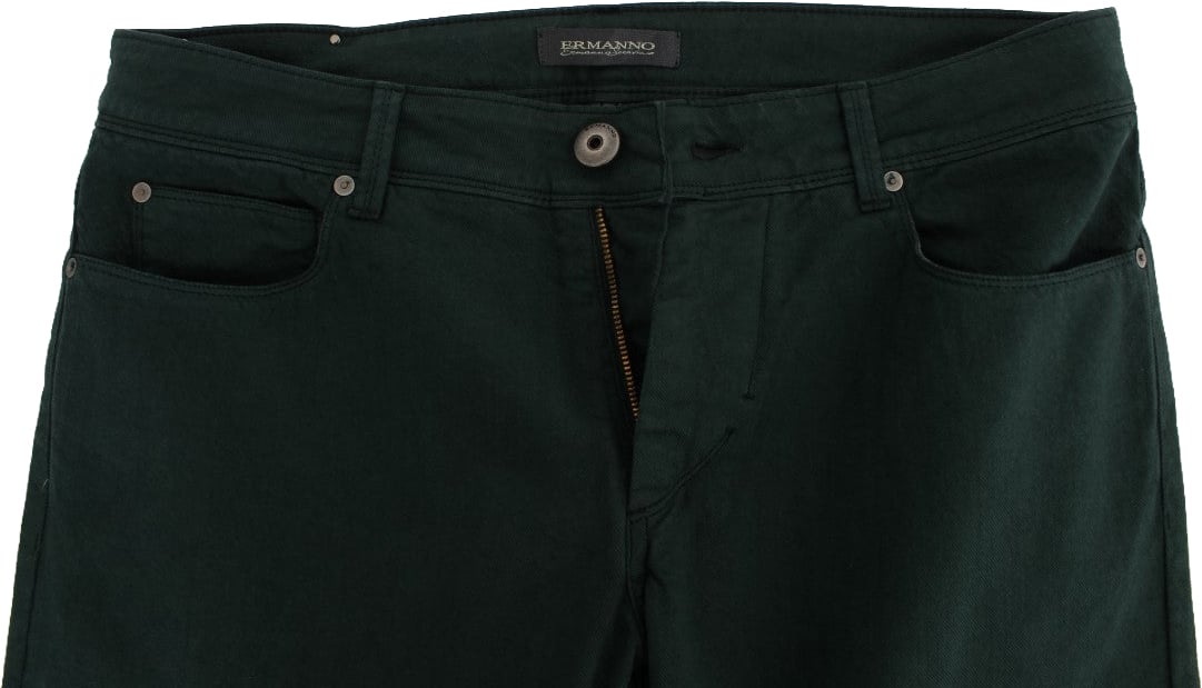 Ermanno Scervino Green Cotton Denim Stretch Straight Fit Jeans Groen