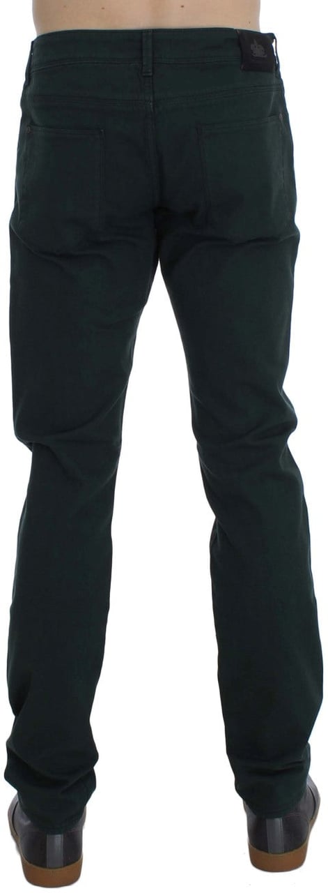 Ermanno Scervino Green Cotton Denim Stretch Straight Fit Jeans Groen