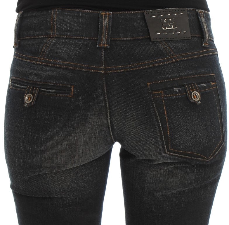Ermanno Scervino Blue Wash Cotton Slim Fit Jeans Blauw