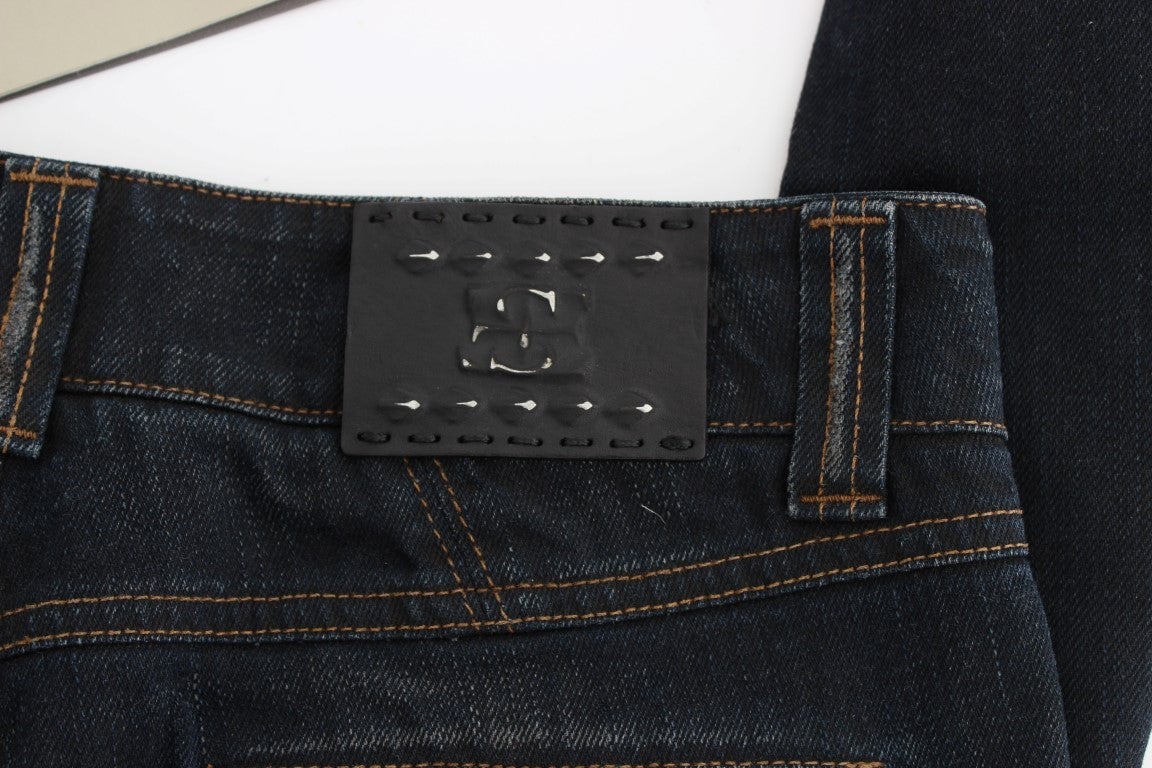 Ermanno Scervino Blue Wash Cotton Slim Fit Jeans Blauw