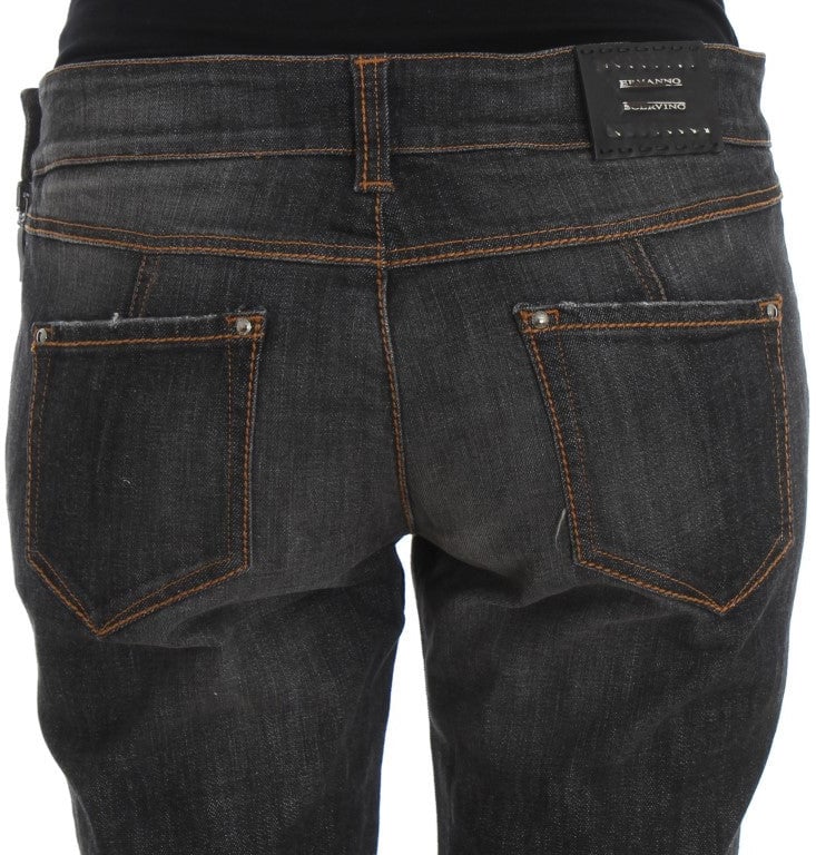 Ermanno Scervino Gray Cotton Slim Fit Denim Jeans Grijs