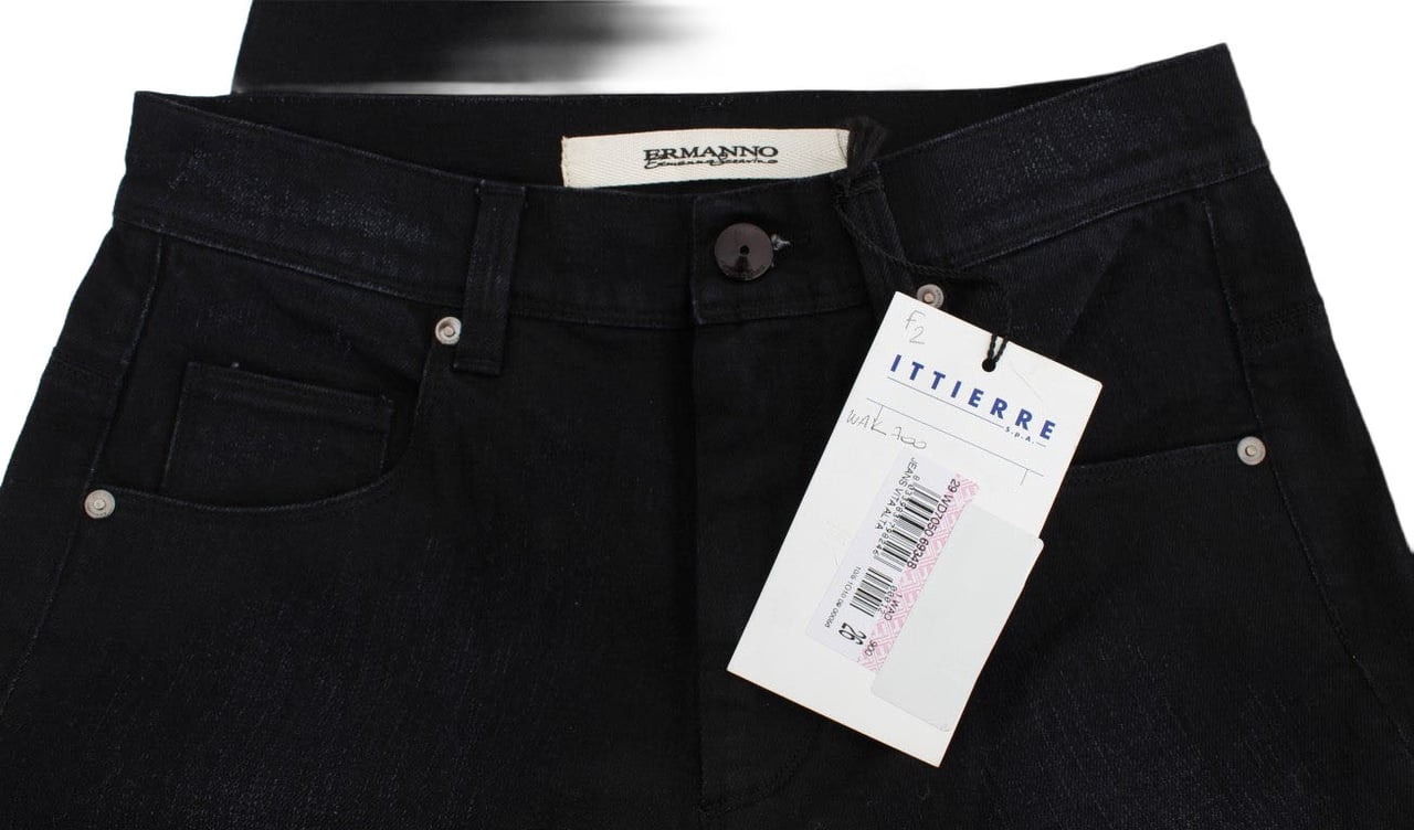 Ermanno Scervino Blue Cotton Blend Slim Fit Bootcut Jeans Blauw