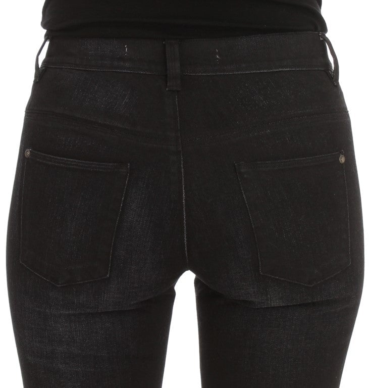 Ermanno Scervino Blue Cotton Blend Slim Fit Bootcut Jeans Blauw