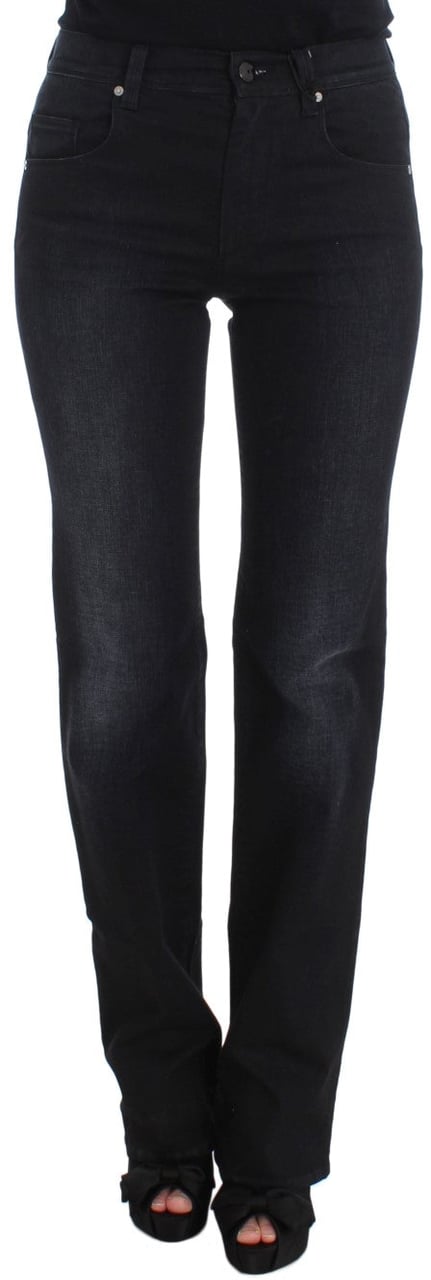 Ermanno Scervino Blue Cotton Blend Slim Fit Bootcut Jeans Blauw