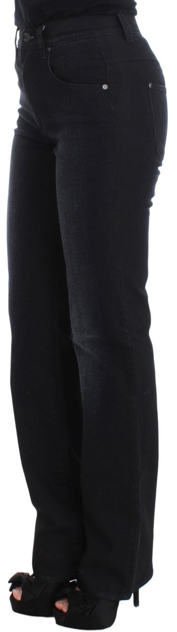 Ermanno Scervino Blue Cotton Blend Slim Fit Bootcut Jeans Blauw