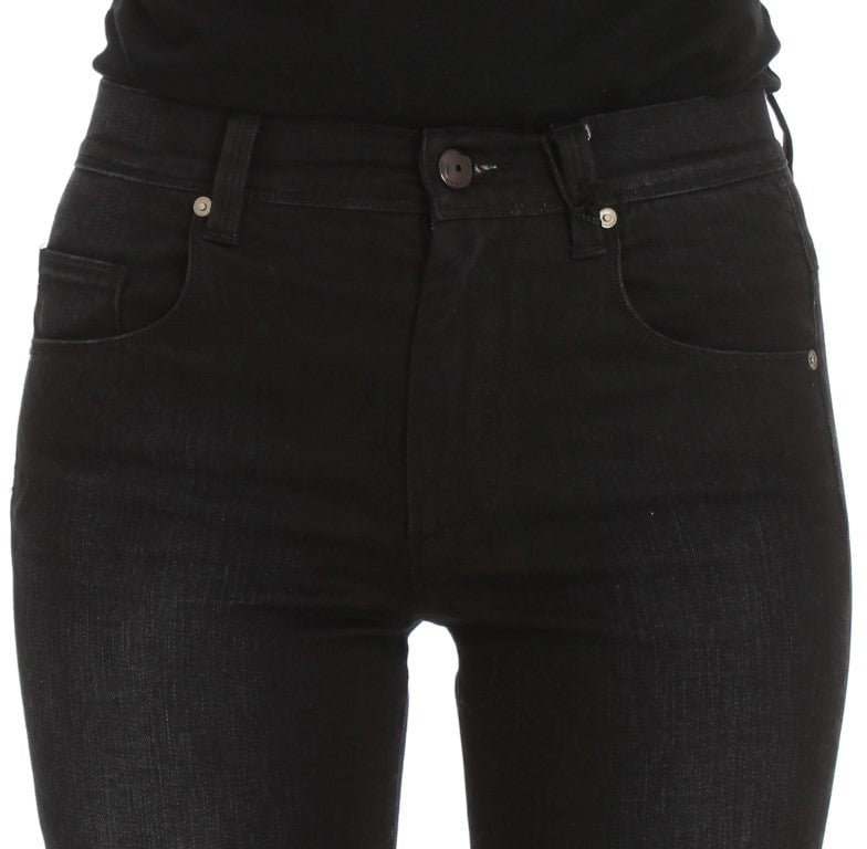 Ermanno Scervino Blue Cotton Blend Slim Fit Bootcut Jeans Blauw
