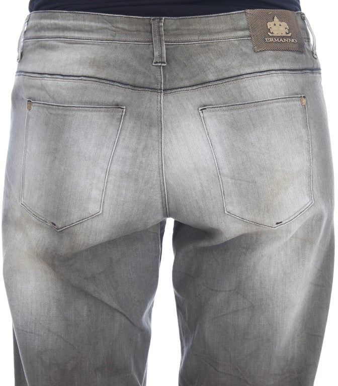 Ermanno Scervino Gray Cotton Blend Loose Fit Boyfriend Jeans Grijs