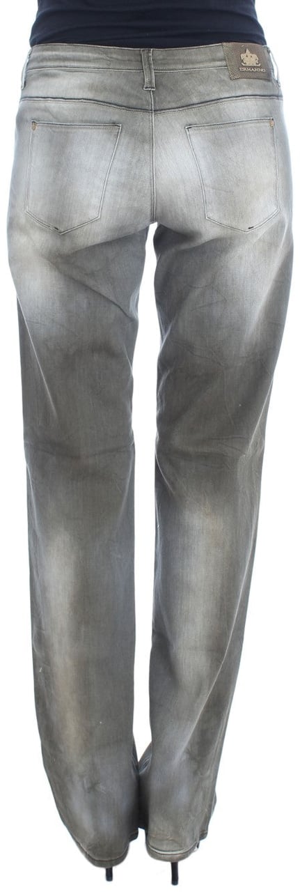 Ermanno Scervino Gray Cotton Blend Loose Fit Boyfriend Jeans Grijs
