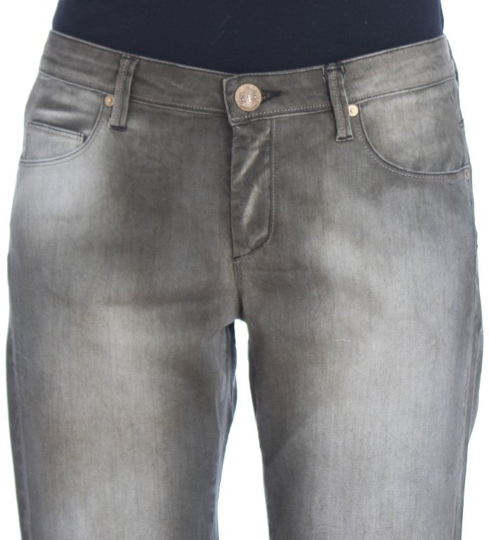 Ermanno Scervino Gray Cotton Blend Loose Fit Boyfriend Jeans Grijs