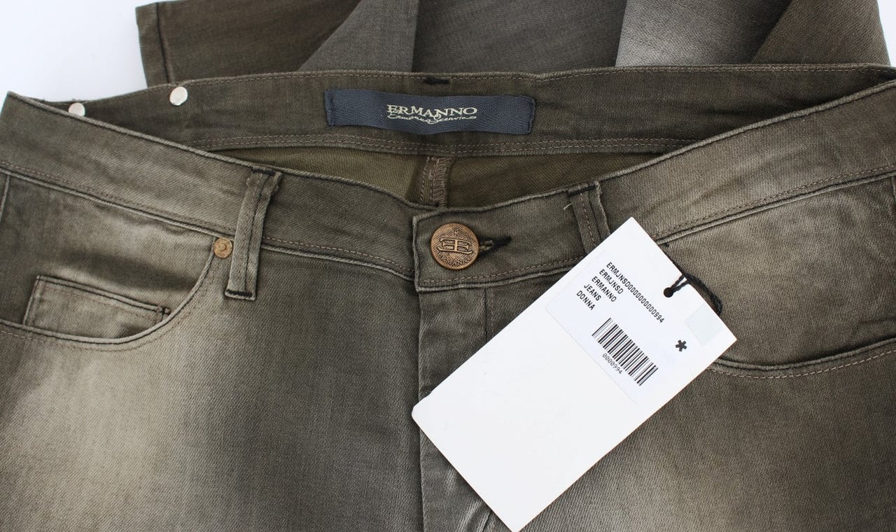 Ermanno Scervino Gray Cotton Blend Loose Fit Boyfriend Jeans Grijs