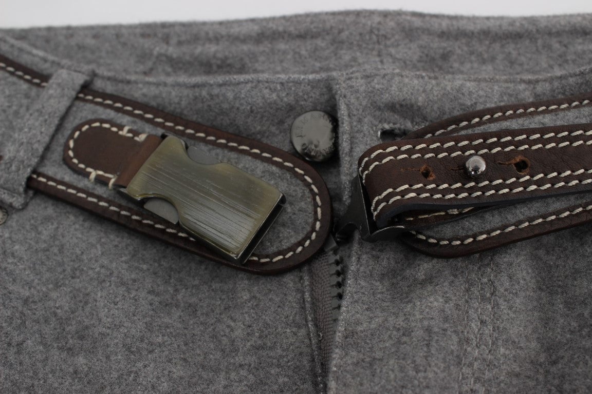Ermanno Scervino Gray Cotton Slim Fit Casual Bootcut Pants Grijs