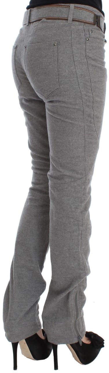 Ermanno Scervino Gray Cotton Slim Fit Casual Bootcut Pants Grijs