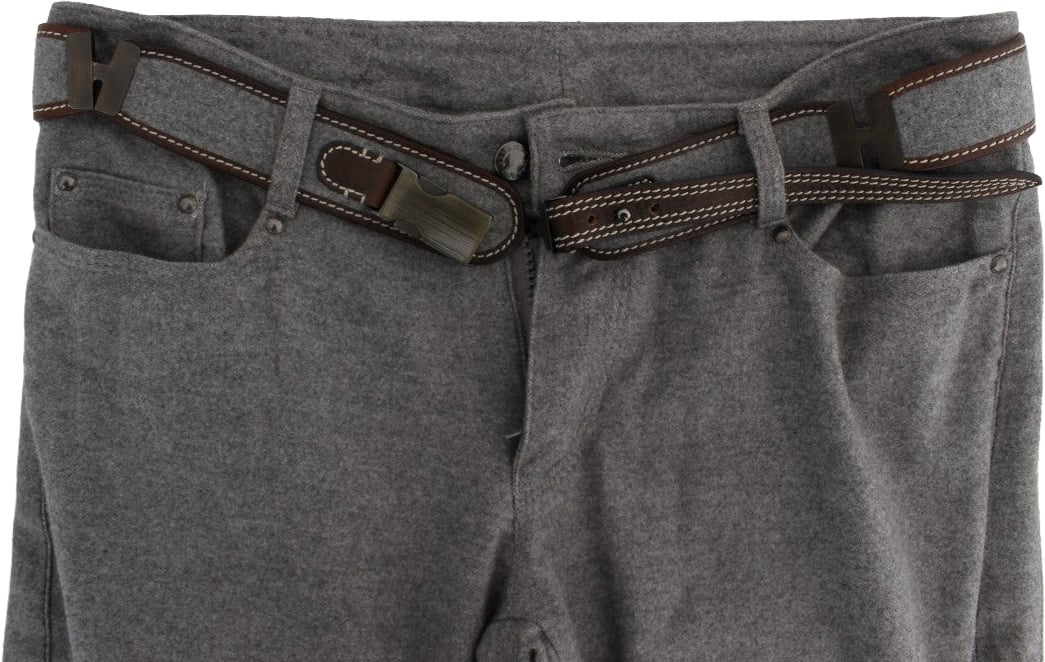 Ermanno Scervino Gray Cotton Slim Fit Casual Bootcut Pants Grijs