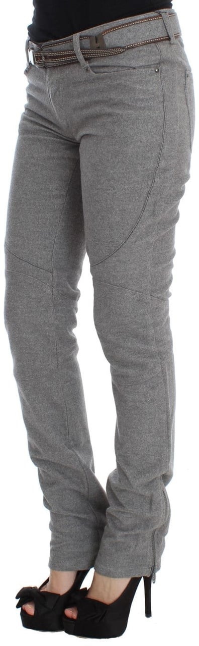 Ermanno Scervino Gray Cotton Slim Fit Casual Bootcut Pants Grijs