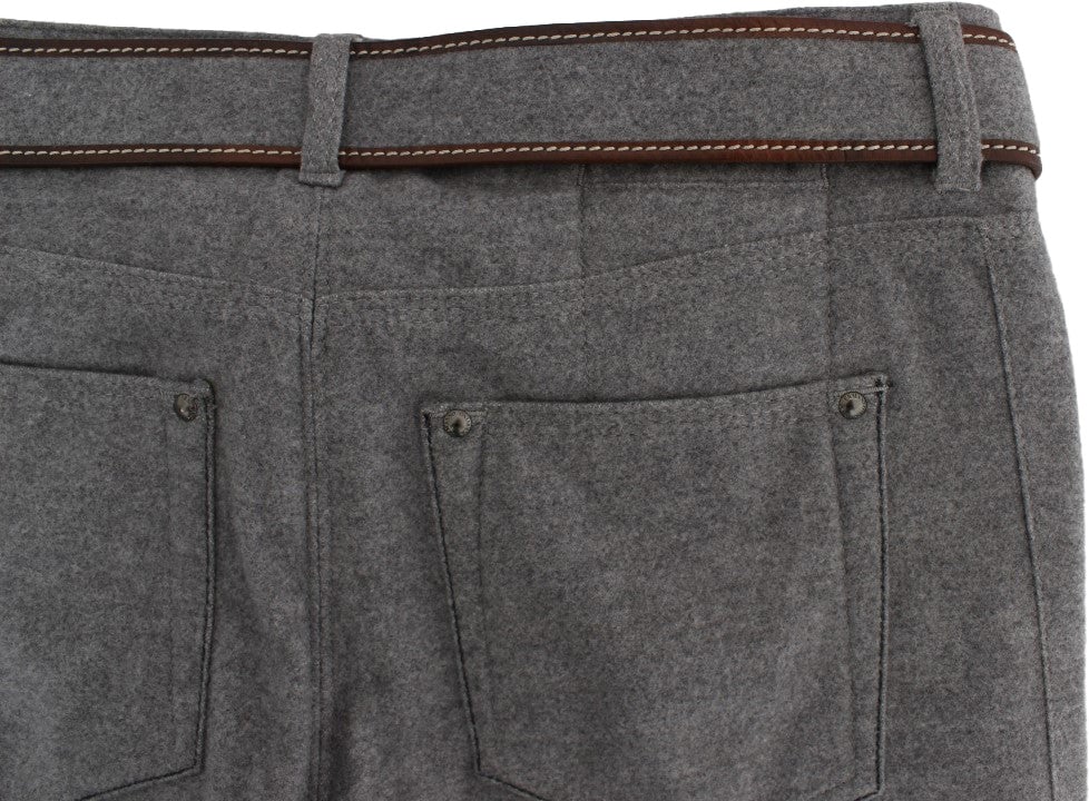 Ermanno Scervino Gray Cotton Slim Fit Casual Bootcut Pants Grijs