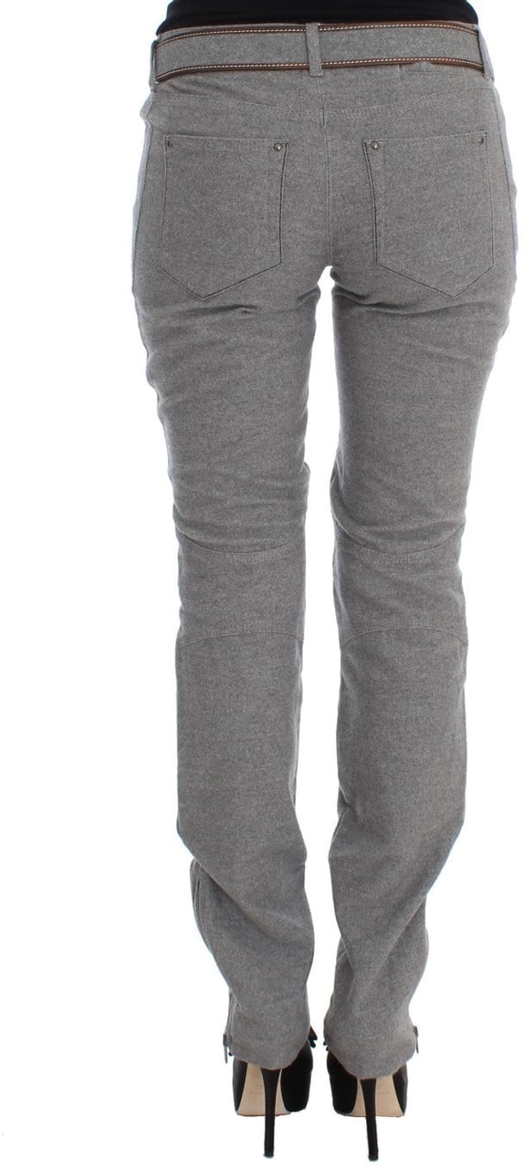 Ermanno Scervino Gray Cotton Slim Fit Casual Bootcut Pants Grijs