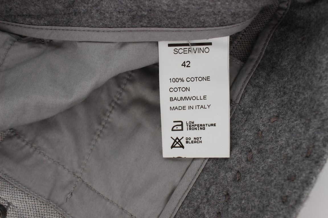 Ermanno Scervino Gray Cotton Slim Fit Casual Bootcut Pants Grijs