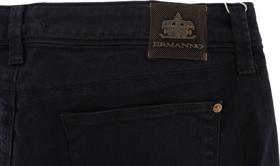 Ermanno Scervino Blue Cotton Blend Casual Fit Pants Blauw
