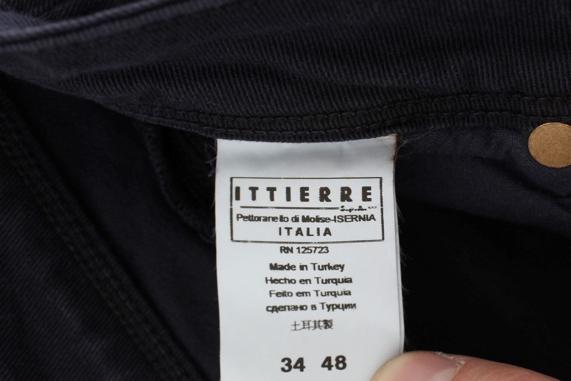 Ermanno Scervino Blue Cotton Blend Casual Fit Pants Blauw