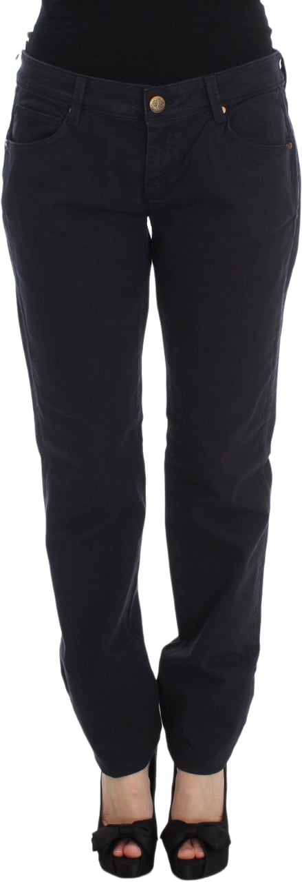 Ermanno Scervino Blue Cotton Blend Casual Fit Pants Blauw