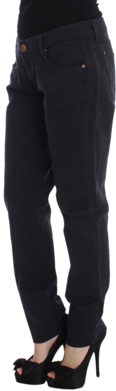 Ermanno Scervino Blue Cotton Blend Casual Fit Pants Blauw