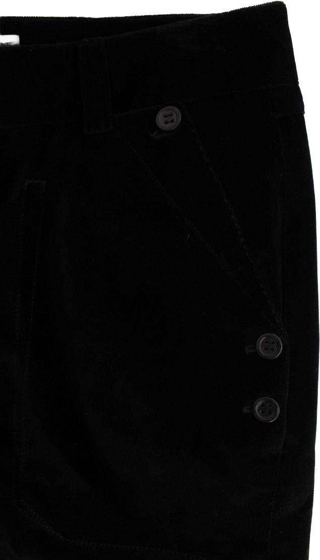 Ermanno Scervino Black Velvet Cotton Straight Legs Pants Zwart