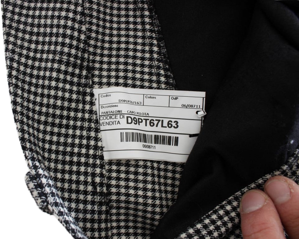 Ermanno Scervino Black White Checkered Cotton Casual Pants Divers