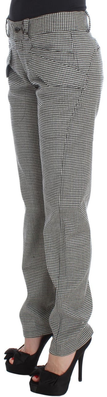 Ermanno Scervino Black White Checkered Cotton Casual Pants Divers