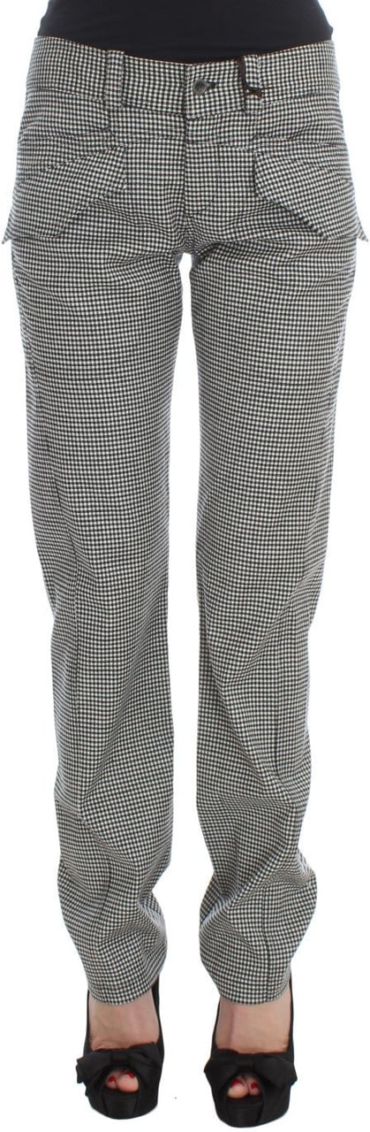 Ermanno Scervino Black White Checkered Cotton Casual Pants Divers