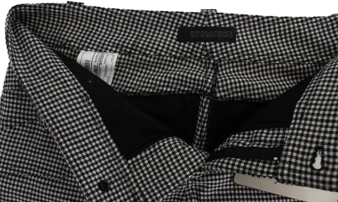 Ermanno Scervino Black White Checkered Cotton Casual Pants Divers