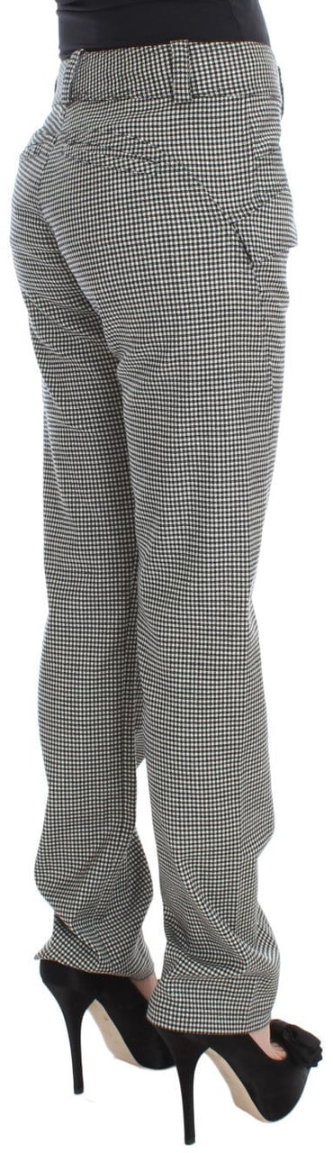 Ermanno Scervino Black White Checkered Cotton Casual Pants Divers