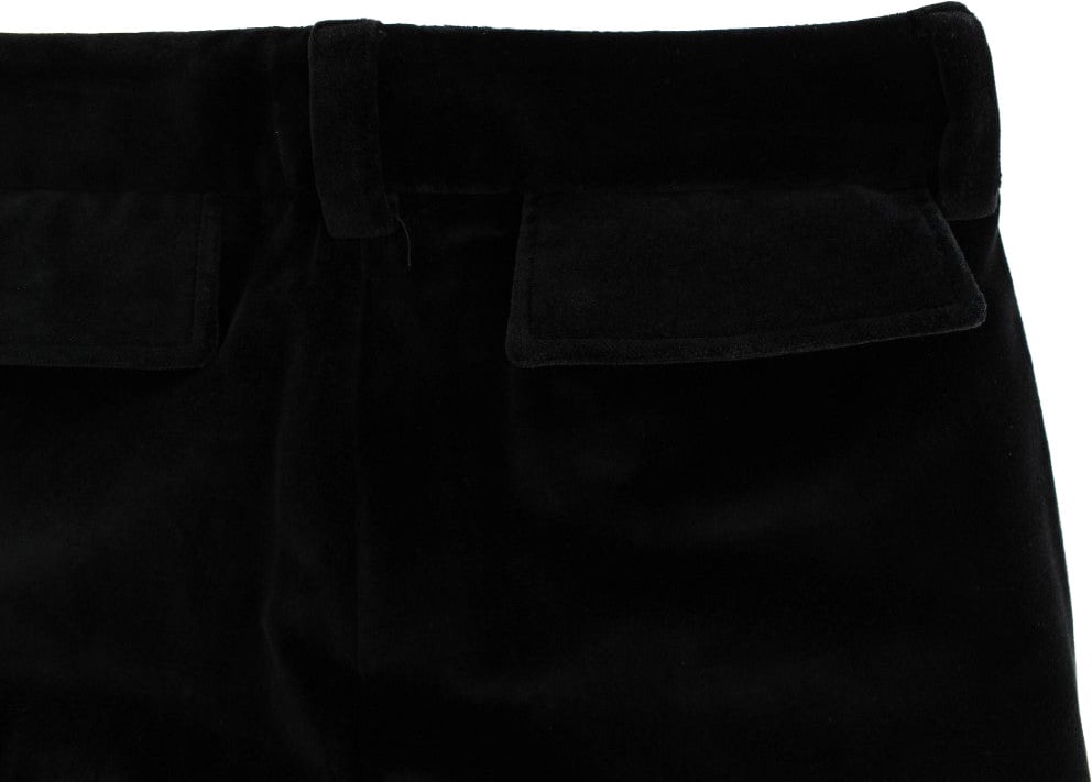 Ermanno Scervino Black Velvet Cotton Straight Legs Pants Zwart