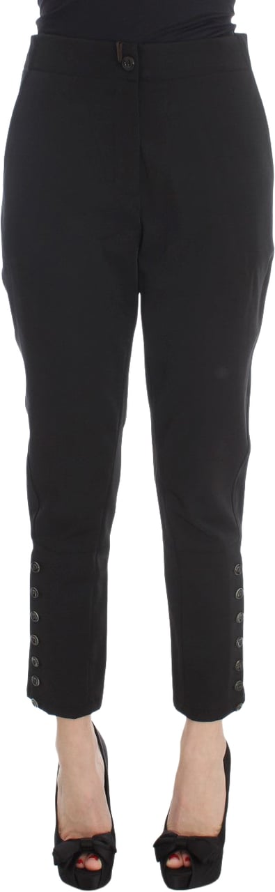 Ermanno Scervino Black Cotton Blend Capri Cropped Pants Zwart