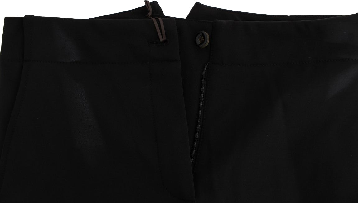 Ermanno Scervino Black Cotton Blend Capri Cropped Pants Zwart