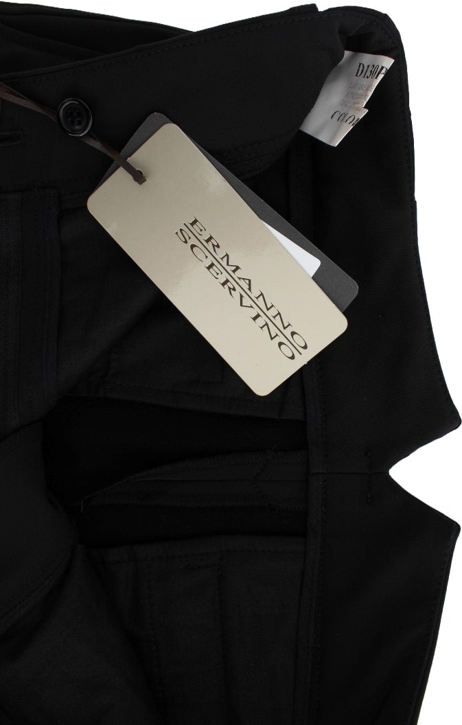 Ermanno Scervino Black Cotton Blend Capri Cropped Pants Zwart