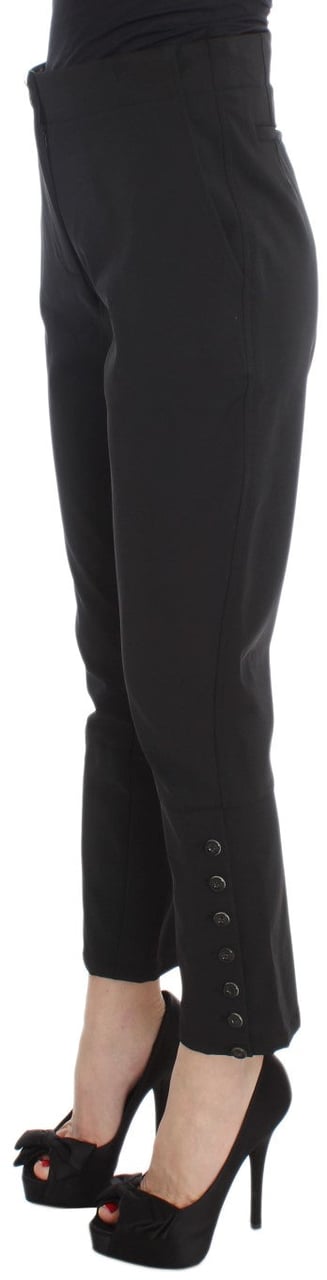 Ermanno Scervino Black Cotton Blend Capri Cropped Pants Zwart