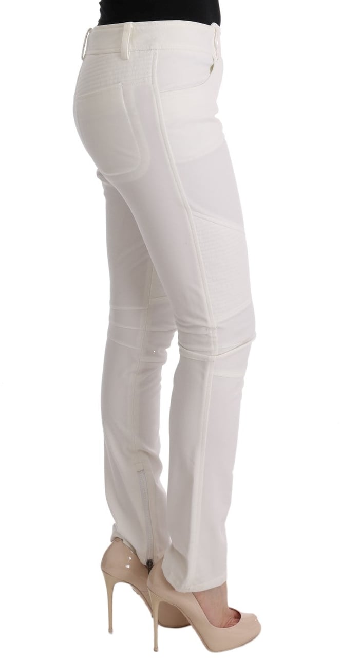 Ermanno Scervino White Cotton Slim Fit Casual Pants Wit