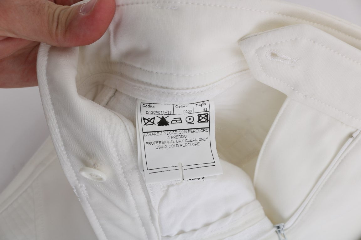 Ermanno Scervino White Cotton Slim Fit Casual Pants Wit