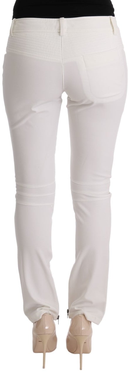 Ermanno Scervino White Cotton Slim Fit Casual Pants Wit