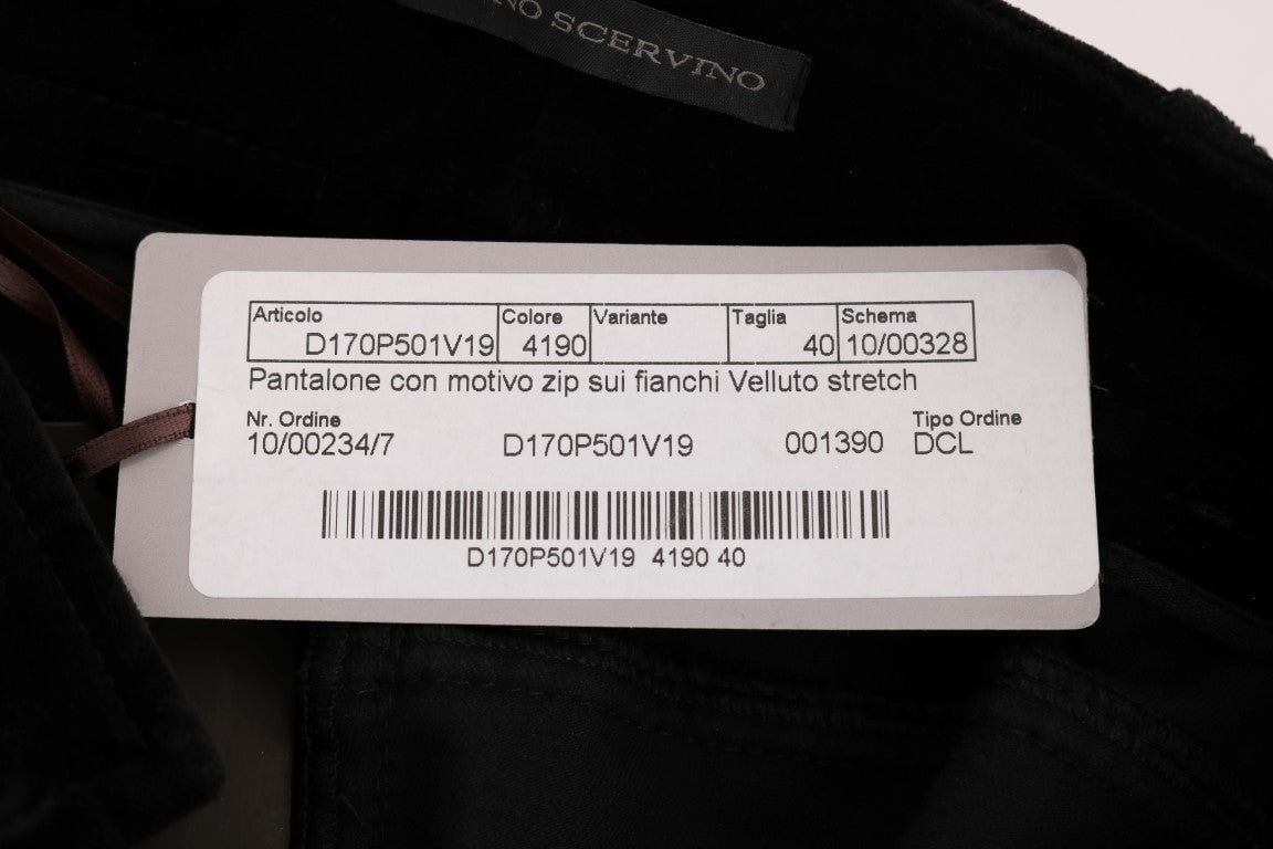 Ermanno Scervino Black Viscose Blend Velvet Cropped Pants Zwart