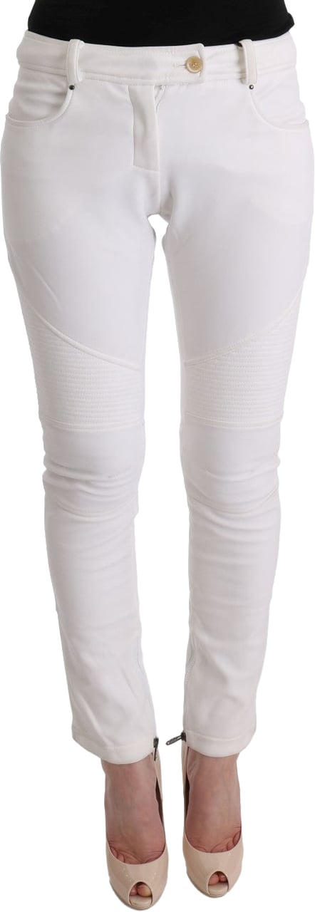 Ermanno Scervino White Cotton Slim Fit Casual Pants Wit
