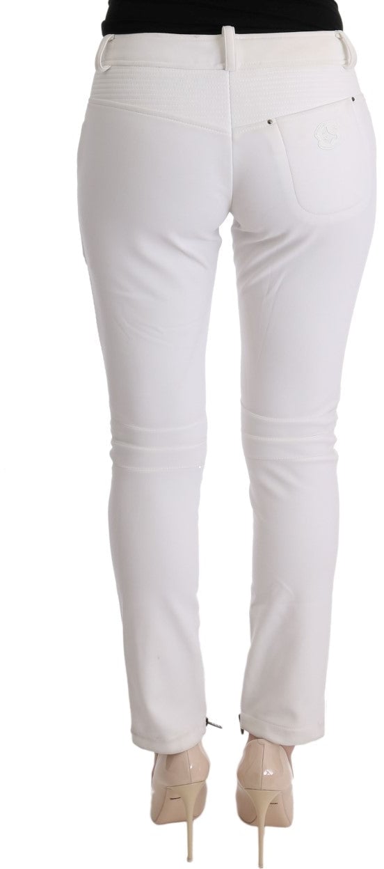 Ermanno Scervino White Cotton Slim Fit Casual Pants Wit